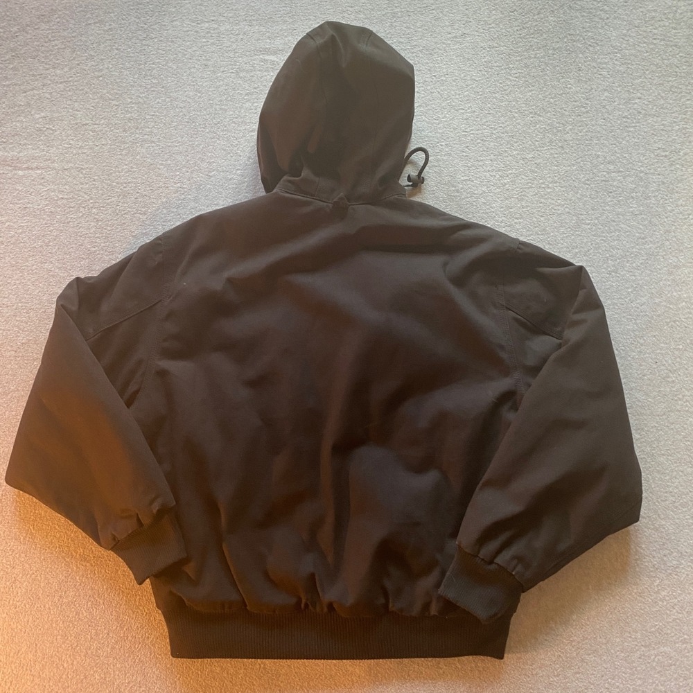 Walls Workwear Mens Hooded Bomber Jacket Black Cotton Duck Canvas Medium - Picture 2 of 9